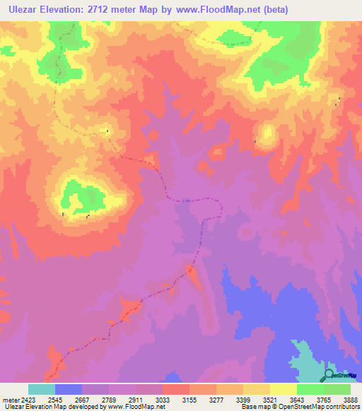 Ulezar,Afghanistan Elevation Map