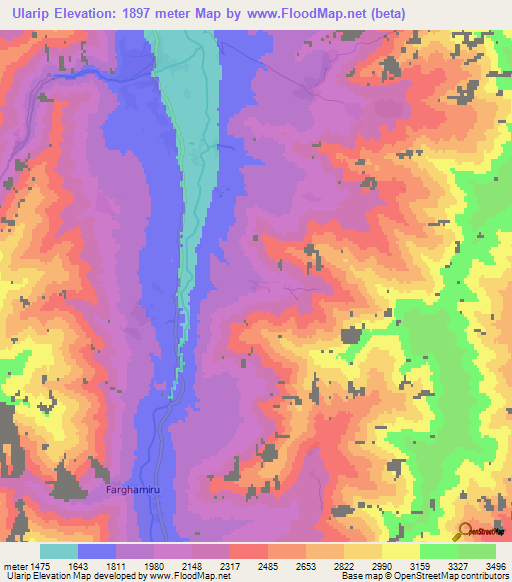 Ularip,Afghanistan Elevation Map