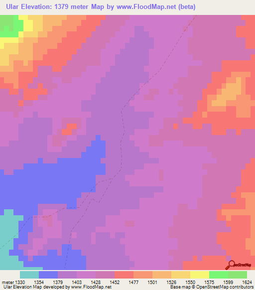 Ular,Afghanistan Elevation Map