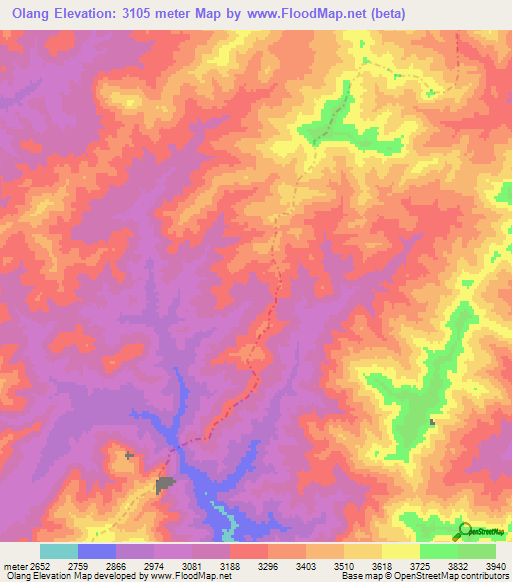 Olang,Afghanistan Elevation Map