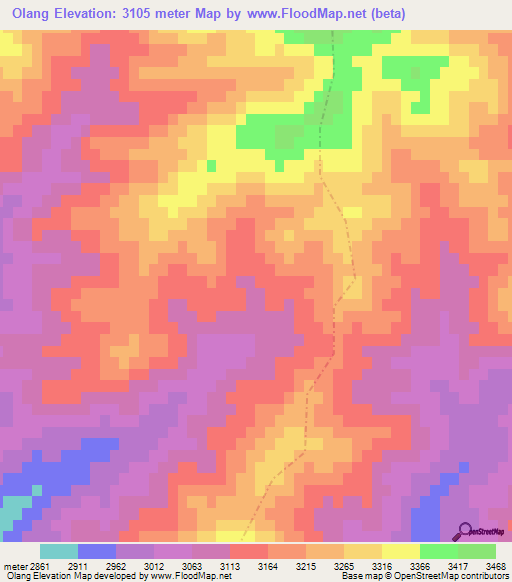 Olang,Afghanistan Elevation Map