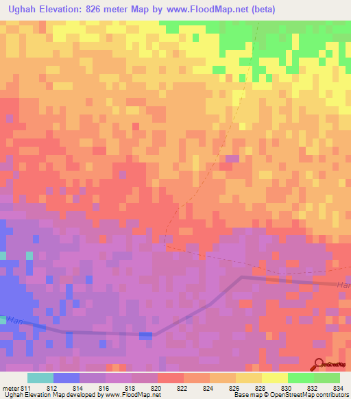 Ughah,Afghanistan Elevation Map