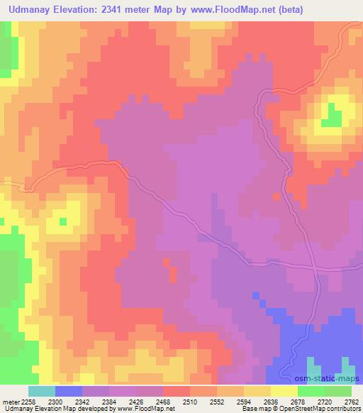 Udmanay,Afghanistan Elevation Map