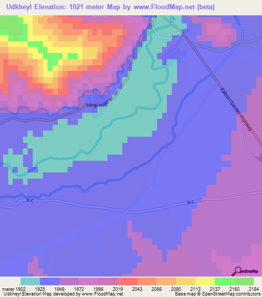 Udkheyl,Afghanistan Elevation Map