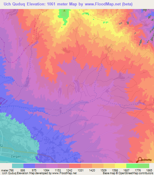 Uch Quduq,Afghanistan Elevation Map