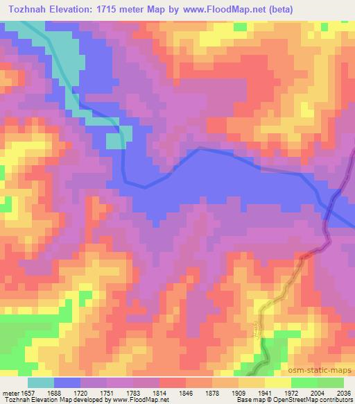 Tozhnah,Afghanistan Elevation Map