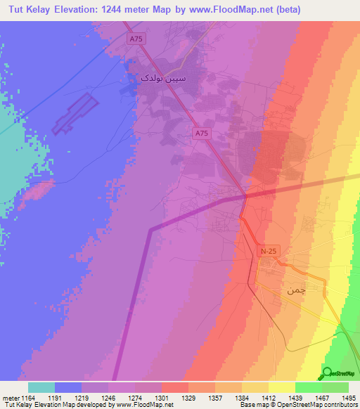 Tut Kelay,Afghanistan Elevation Map