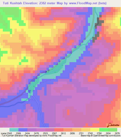 Tuti Kushtah,Afghanistan Elevation Map