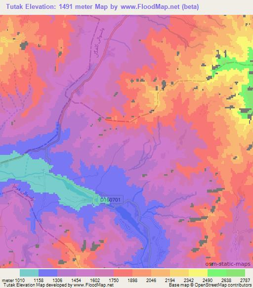 Tutak,Afghanistan Elevation Map