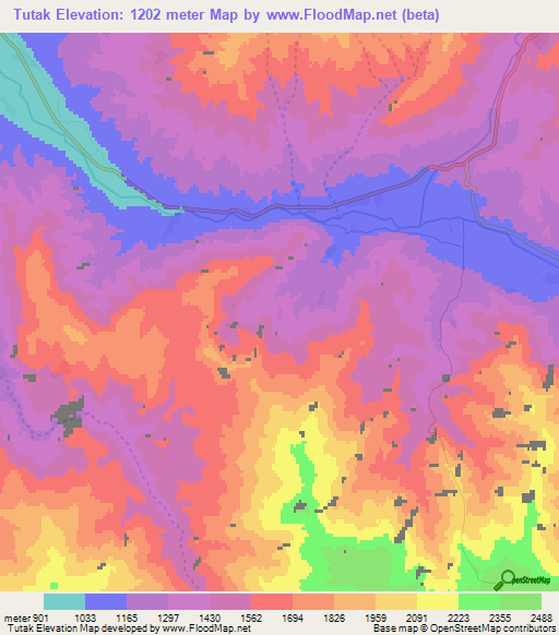 Tutak,Afghanistan Elevation Map
