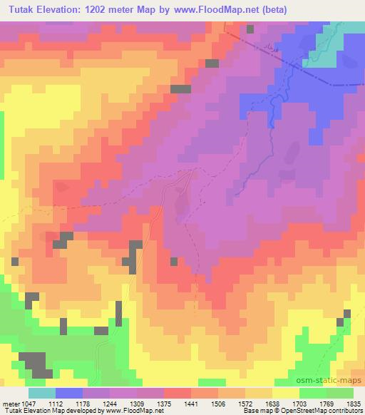 Tutak,Afghanistan Elevation Map