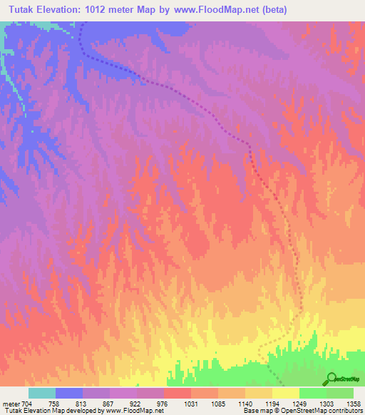 Tutak,Afghanistan Elevation Map
