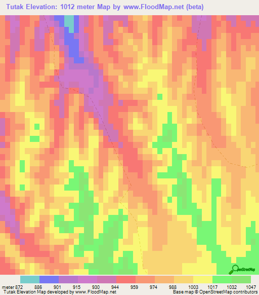 Tutak,Afghanistan Elevation Map