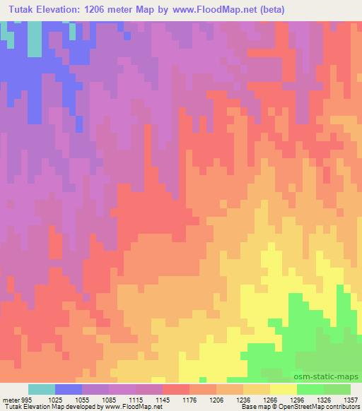 Tutak,Afghanistan Elevation Map