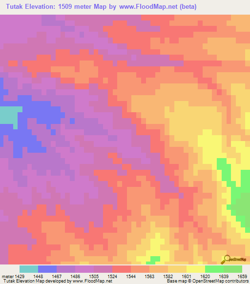 Tutak,Afghanistan Elevation Map