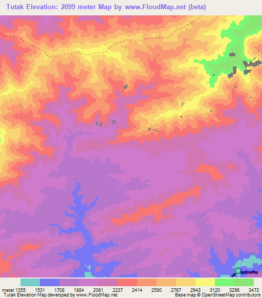 Tutak,Afghanistan Elevation Map