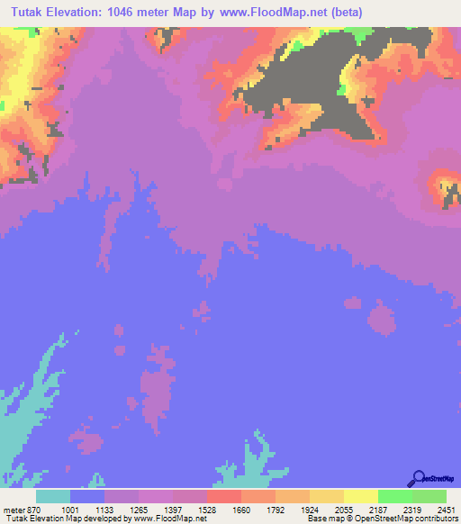 Tutak,Afghanistan Elevation Map