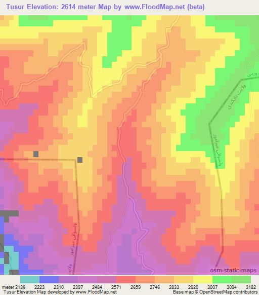 Tusur,Afghanistan Elevation Map