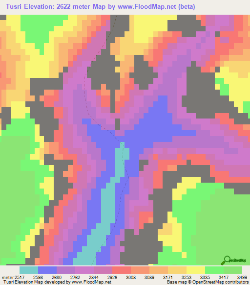 Tusri,Afghanistan Elevation Map