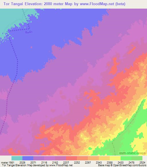 Tor Tangai,Afghanistan Elevation Map