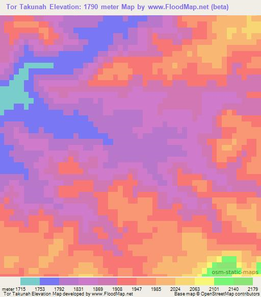 Tor Takunah,Afghanistan Elevation Map