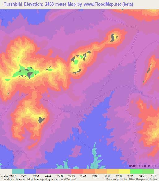 Turshbihi,Afghanistan Elevation Map