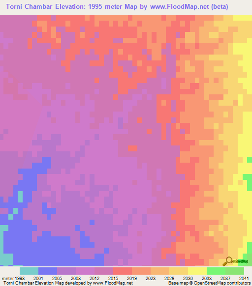 Torni Chambar,Afghanistan Elevation Map