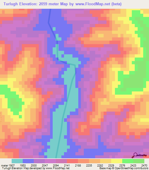 Turlugh,Afghanistan Elevation Map