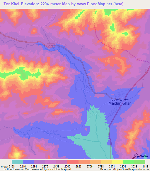 Tor Khel,Afghanistan Elevation Map