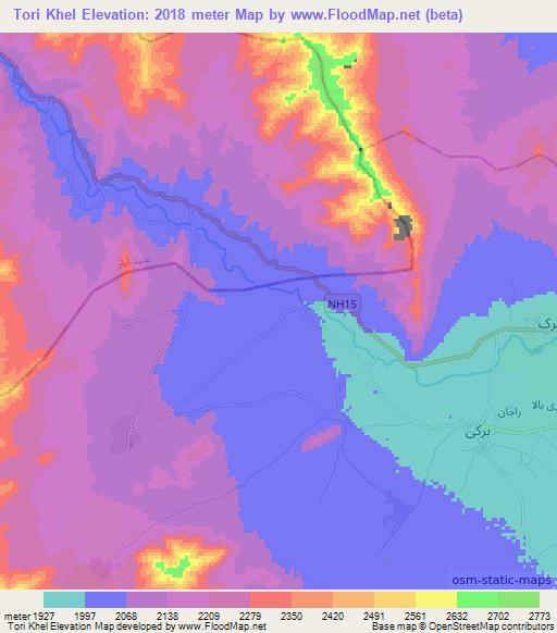 Tori Khel,Afghanistan Elevation Map