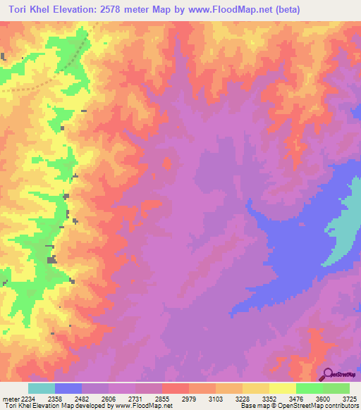 Tori Khel,Afghanistan Elevation Map