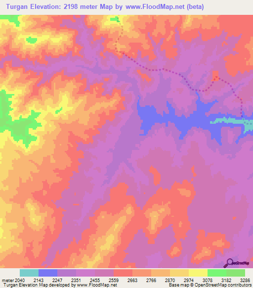 Turgan,Afghanistan Elevation Map