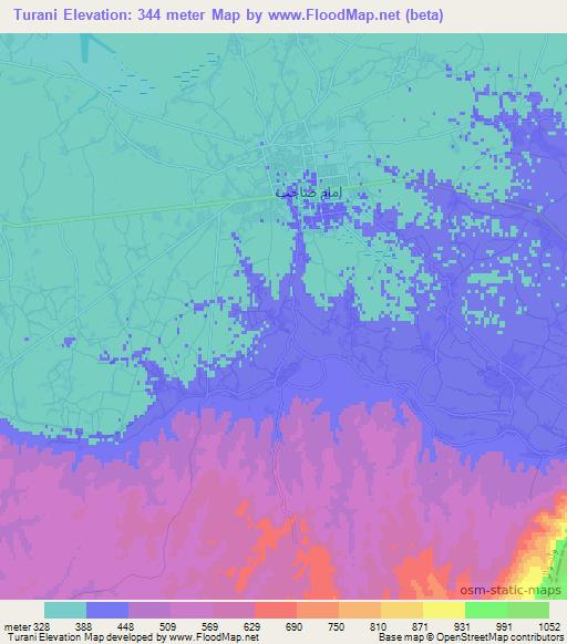 Turani,Afghanistan Elevation Map