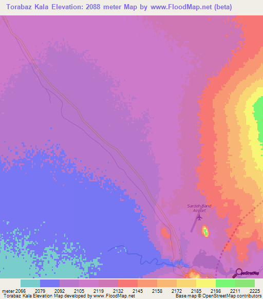 Torabaz Kala,Afghanistan Elevation Map