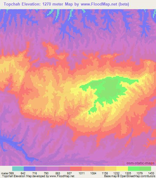 Topchah,Afghanistan Elevation Map