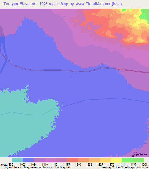 Tuniyan,Afghanistan Elevation Map