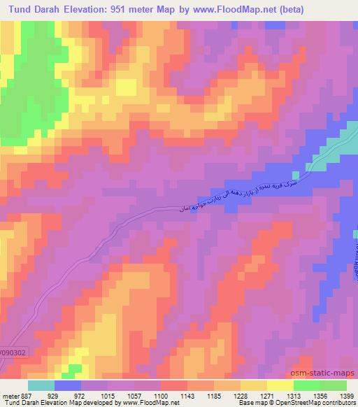 Tund Darah,Afghanistan Elevation Map