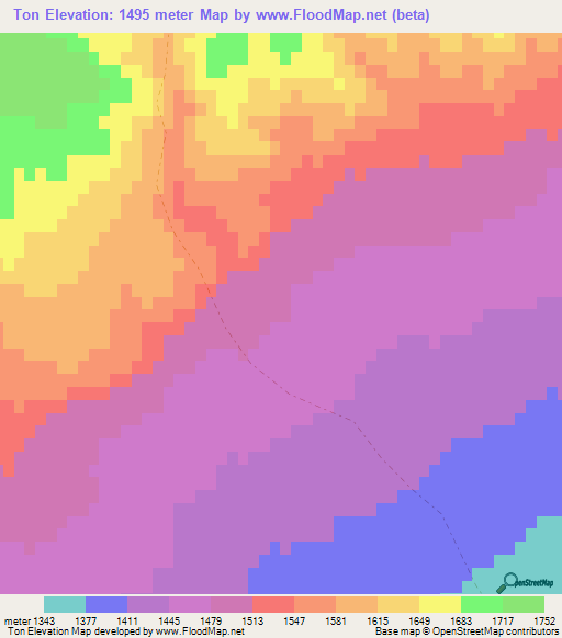 Ton,Afghanistan Elevation Map