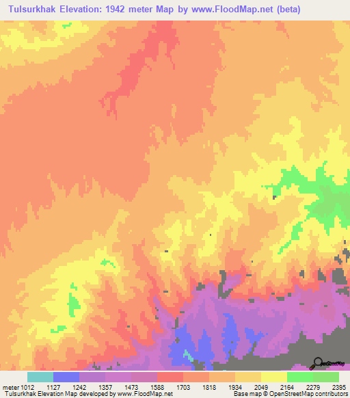 Tulsurkhak,Afghanistan Elevation Map