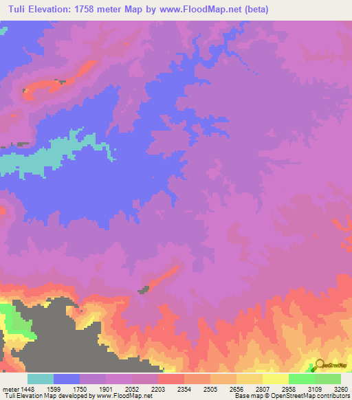 Tuli,Afghanistan Elevation Map