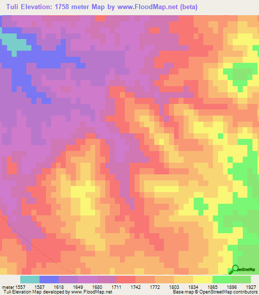Tuli,Afghanistan Elevation Map