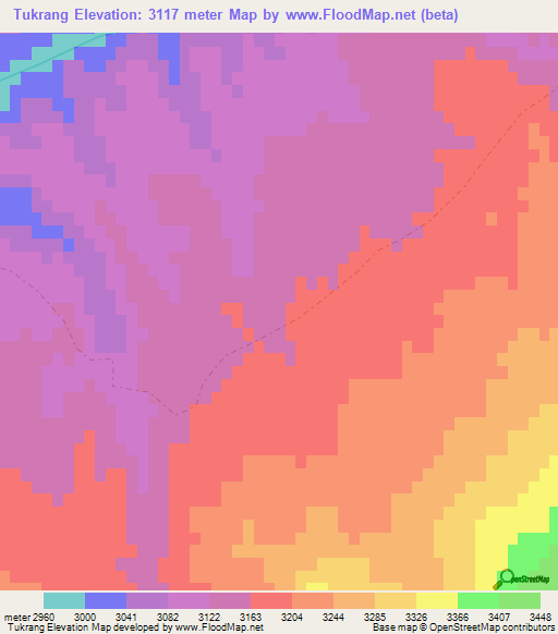 Tukrang,Afghanistan Elevation Map