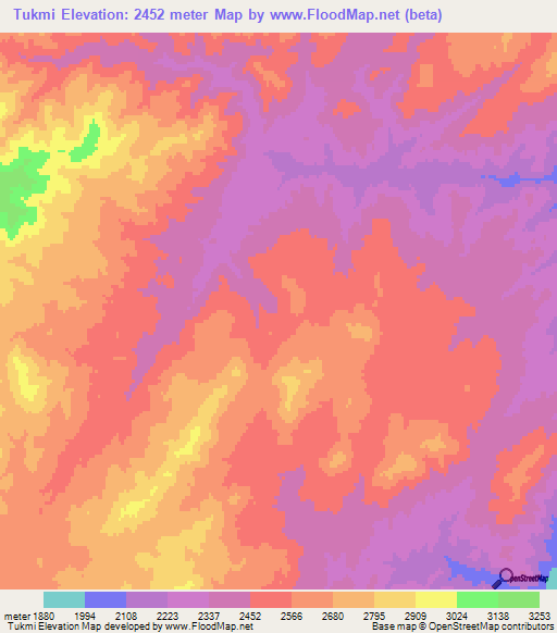 Tukmi,Afghanistan Elevation Map