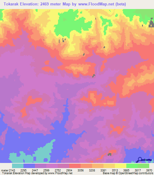 Tokarak,Afghanistan Elevation Map