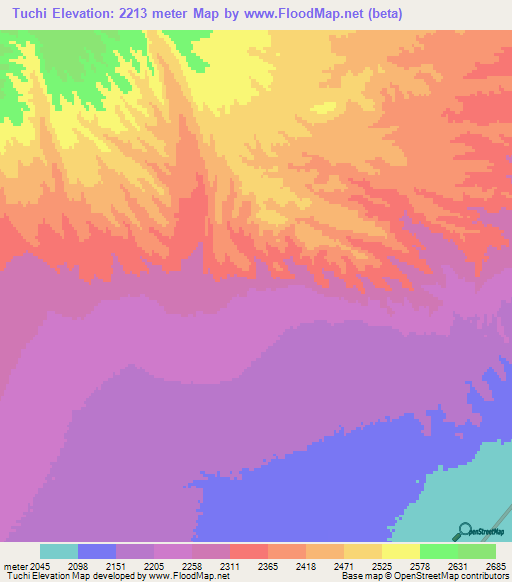 Tuchi,Afghanistan Elevation Map