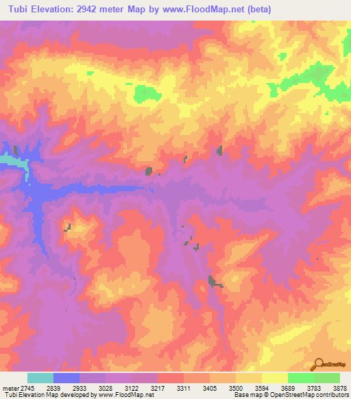 Tubi,Afghanistan Elevation Map