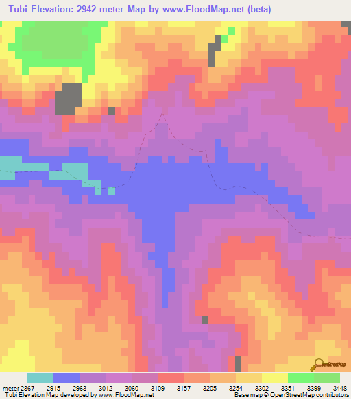 Tubi,Afghanistan Elevation Map