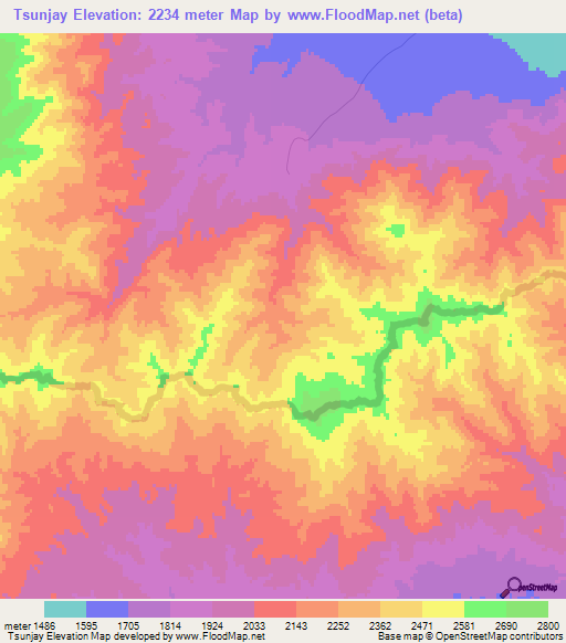 Tsunjay,Afghanistan Elevation Map
