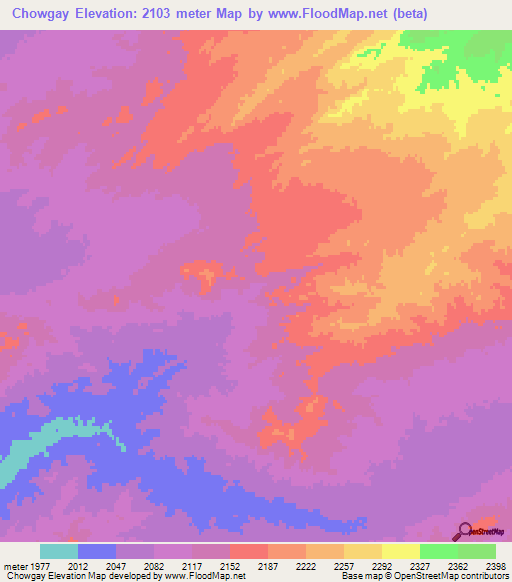 Chowgay,Afghanistan Elevation Map