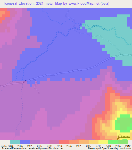 Tsenezai,Afghanistan Elevation Map